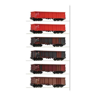 Produktbild von Roco 75858 6-tlg. Display: Offene Güterwagen, DB AG