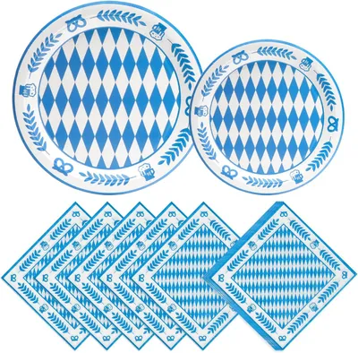 Productafbeelding van Papieren borden voor   - Set van 75 - Servetten - Feestdecoratie - Accessoires - Blauw wit - Tafeldecoratie