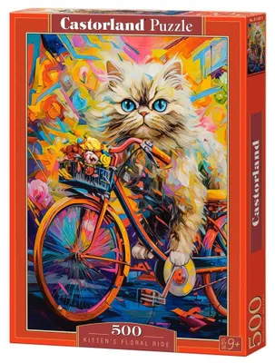 Zdjęcie produktu dla Puzzle 500 elementów „Kitten's Floral Ride” 054015 Castorland