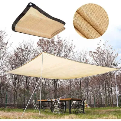Obrázek produktu pro Béžová plachta proti slunci, 4x5m, 90% UV ochrana, HDPE materiál, na pergolu, zahradu, bazén