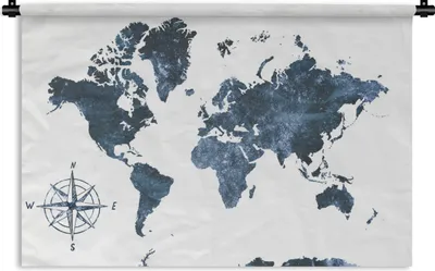 Produktbild von MuchoWow® Wandteppich Wandbehang Weltkarte - Luxus - Blau 120x80 cm Tapisserie Dekoration Wandtuch - Wanddekorationen - Wandtücher