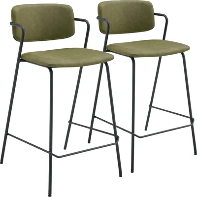 Image de Lot de 2 tabourets de bar en simili vert LÉON