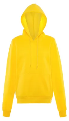 Produktbild von Damen Kapuzenpullover aus 100% Polyester mit Kängurutasche, Gelb, Größe M