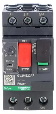 Obrázek produktu pro Motorový jistič 7,5kW 230÷690VAC DIN vypínač nakrátko 223A Schneider GV2ME20AP