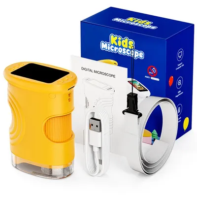 Produktbild von Kinder Mikroskop mit Kamera 100x, tragbares digitales Mikroskop 2MP, LED Beleuchtung & Akku, Lernspielzeug für kleine Forscher ab 6+