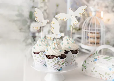 Obrázek produktu pro Dekorace na muffiny Holubi 14,5 cm 6 kusů