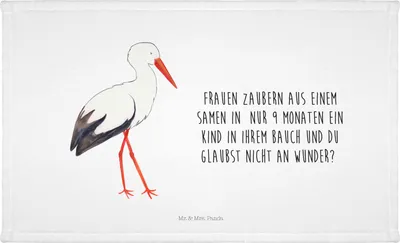 Produktbild von Mr. & Mrs. Panda Handtuch Storch - Weiß - Geschenk, Schwangerschaft, Lustige Sprüche, Baby, Mutter, Gästetuch, Schwanger, frottierhandtuch, Mini-Handtuch, Klein, Mütter