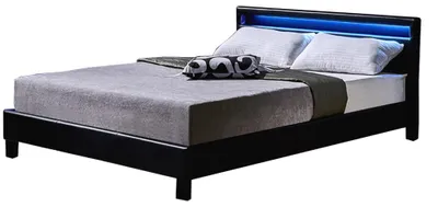 Produktbild von HOME DELUXE - LED Bett Astro - Schwarz, 140 x 200 cm - Inkl. Lattenrost I Polsterbett Design Bett inkl. Beleuchtung, KI-generiertes Bild