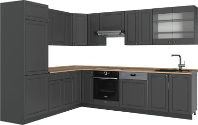 Zdjęcie produktu dla Kuchnia narożna Vicco Fame-Line Anthrazit-Gold Landhaus 287 x 60 cm , BP Dąb, Model 56776
