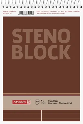 Produktbild von Stenoblock A5 40Bl SpiraleMittelline Packung mit 10 Stück