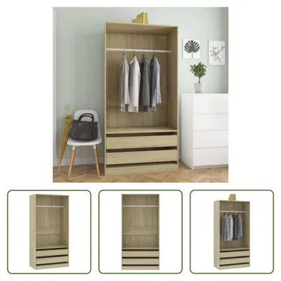 Obrázek produktu pro The Living Store Šatní skříň Sonoma dub 100x50x200 cm materiál na bázi dřeva