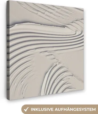 Produktbild von MuchoWow® - Leinwandbilder - Abstrakt - Kunst - Linien - Weiß, Wandbild, Wanddeko Bilder Wohnzimmer, 50x50 cm