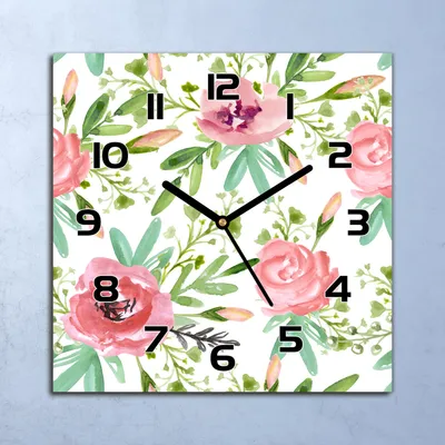 Produktbild von Wanduhr Echt-Glas-Küchenuhr Frühlingsblumen Quarz Lautlos 30x30 Deko Bilder