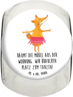 Produktbild von Mr. & Mrs. Panda Bonboniere Fuchs Ballerina XL 2000ml - Weiß - Geschenk, Party, Kaffeedose, glasbehälter, Yeah, Vorratsdose, keksdose glas, Geburtstag, schraubglas