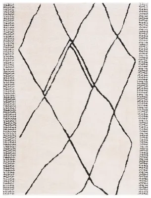 Kurzflor-Teppich, Elfenbein/Schwarz, 91x152 cm, Polypropylen