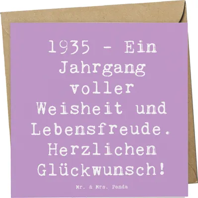 Produktbild von Mr. & Mrs. Panda Klappkarte Spruch 1935 Geburtstag - Lavendeltraum - Geschenk, Weisheit, faltkarte, Nostalgie, Geburtstagsgeschenk, doppelkarte, anlasskarte, Glückwunsch