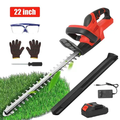 Image de Taille-haie sans fil - Taille-haie électrique sans fil - 21 V - Lame de 56 cm - Batterie de 3,0 Ah avec chargeur - 1 batterie - Lame double tranchante - Rouge