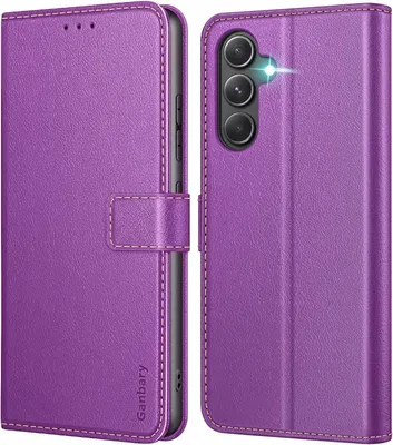 Produktbild von Samsung Galaxy A54 5G Handyhülle - Premium Leder Klapphülle mit Kartenschlitzen und Standfunktion Violett