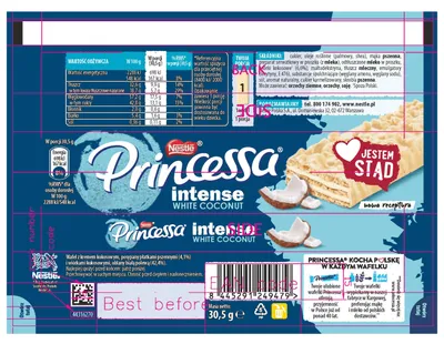 Image de Gaufrette Princessa Intense White au goût de noix de coco 30,5 g