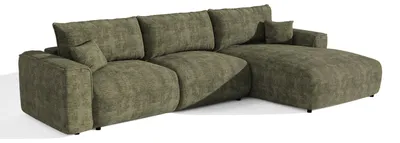 Produktbild von Rechtwinkliges Ecksofa mit Express-Ausklappfunktion COMO Cord Olivgrün 300cm
