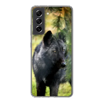 Produktbild von MuchoWow® Handyhülle Schutzhülle Hülle für Samsung Galaxy S21 FE Wolf - Makro - Blätter Silikon Softcase Handy Hülle - Mobiltelefonhülle