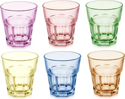 Produktbild von 6x Gläser Set bunte Trinkkglas Wassergläser Trinkgläser Glas Becher 300 ml Viv3