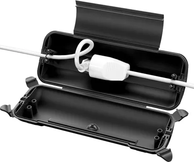 Produktbild von Outdoor IP44 Kabelbox Schwarz - Große wetterbeständige Verteilerbox für Verlängerungskabel
