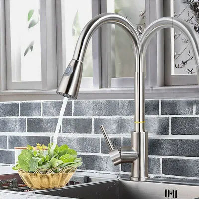 Produktbild von 360° Küchenarmatur Wasserhahn Küche ausziehbar Brause Edelstahl Einhandmischer