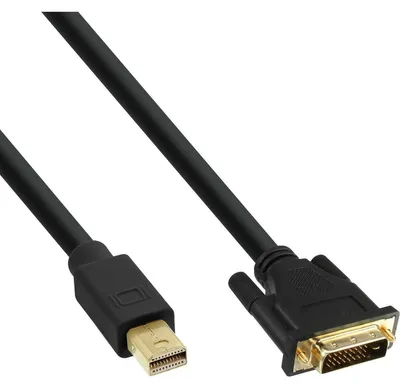 Image de InLine® 17223 Câble Mini DisplayPort vers DVI, Mini DisplayPort mâle vers DVI-D 24+1 mâle, noir/or, 3m