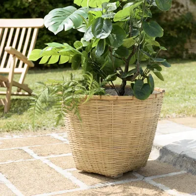 Produktbild von HECTOR – Runde Blumentopf, 60x60 cm, aus natürlichem Bambus, Modell HECTOR
