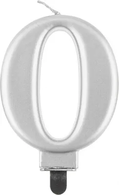 Immagine prodotto di Candela numero 0, argento metallico 8 cm