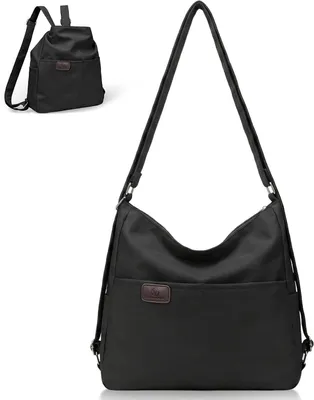 Productafbeelding van Damesrugzak Schoudertas - 2-in-1 Tas - Dagelijks Gebruik - Waterdicht Nylon - 31x31x10 cm - Zwart