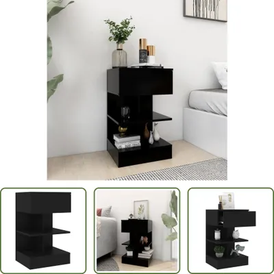 Immagine prodotto di The Living Store Comodino nero 40x35x65 cm in materiale ligneo