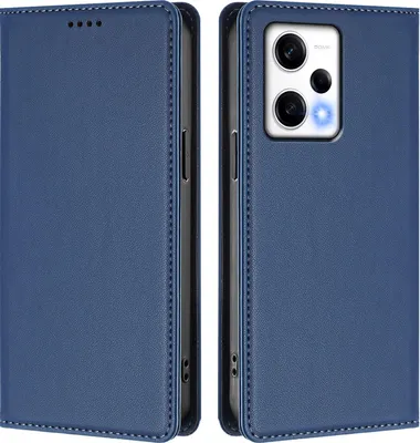 Obrázek produktu pro Kožené pouzdro pro Xiaomi Poco X5 Pro/Redmi Note 12 Pro 5G, magnetické flipové pouzdro zPolyuretankůže se stojánkem Tmavě modrá