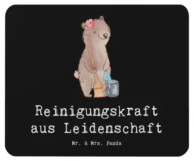 Produktbild von Mr. & Mrs. Panda Mousepad Reinigungskraft Leidenschaft - Schwarz - Geschenk, Mouse Pad, pc, mauspad, laptop