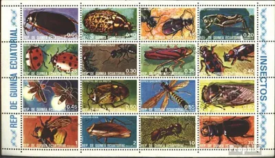 Produktbild von Briefmarken Äquatorialguinea 1978 Mi 1370-1385 Kleinbogen (kompl.Ausg.) gestempelt Insekten
