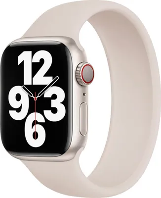 Productafbeelding van Apple Siliconen solobandje voor de Apple Watch | 44/45/46/49 mm - Maat 5 - Starlight