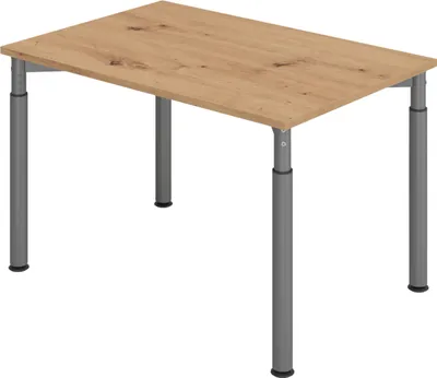 Produktbild von bümö Schreibtisch Serie-Y - Nachbildung: Asteiche, Größe:  120 x 80 cm, Gestell: Graphit
