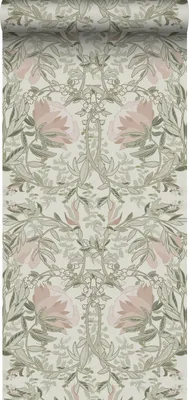Obrázek produktu pro ESTAhome secesní tapeta s květinovým vzorem pískově béžové a starorůžové barvy - 139418 - 50 x 900 cm