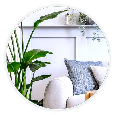 Produktbild von Dripex Rund Wandspiegel 40cm Weiß mit Aluminiumrahmen,dekorativer HD Wandspiegel