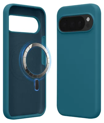Produktbild von kwmobile Hülle kompatibel mit Google Pixel 10 Pro XL Hülle - magnetisches Silikon Case kompatibel mit MagSafe - Cover gummiert Petrol matt