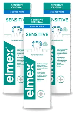 Imagen del producto de 3 tubos de pasta dental Elmex Gentle White - Triple protección - 75 ml - Paquete económico - 3 unidades