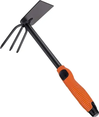 Produktbild von BLACK+DECKER Doppelhacke – 3 Zinken und Ferse – 30 cm – ergonomischer Griff – Schwarz/Orange