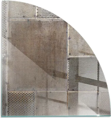 Produktbild von Perforiertes Blechmuster – Glasbodenplatte für – Kaminofen – Kaminplatte Glas – Schutzglas – Funkenschutzplatte –Glasbodenplatte Feuerfeste – Hitzeschutzplatte – Bodenschutz aus Glas – 1/4 100x100 cm