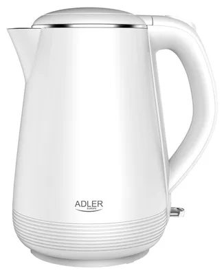 Wasserkocher 1L, 1200W, doppelwandig, weiß, Edelstahl