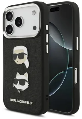 Zdjęcie produktu dla KARL LAGERFELD case passend für IPHONE 17 Pro KLHCP17LPSFDHPOK (FW Grainedpoliuretan W/ K&C Heads Pin & Logo) black