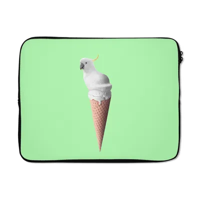 Produktbild von MuchoWow® Laptop Hülle 17 Zoll Laptoptasche Papagei - Eistüten - Eiscreme - Weiß - Grün - Zipper - Schutzabdeckung