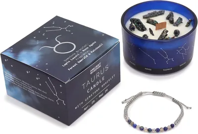 Productafbeelding van Kaars sterrenbeeld met edelstenen, inclusief armband, cadeau-idee voor dames, heren, verjaardag, Kerstmis, Moederdag, Vaderdag (stier)