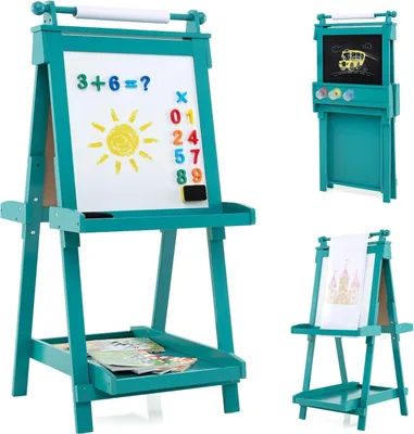 Image de Chevalet réglable pour enfants avec tableau blanc et tableau noir