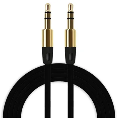 Schwarzes 1 m AUX-Kabel mit zwei 3,5-mm-Steckern